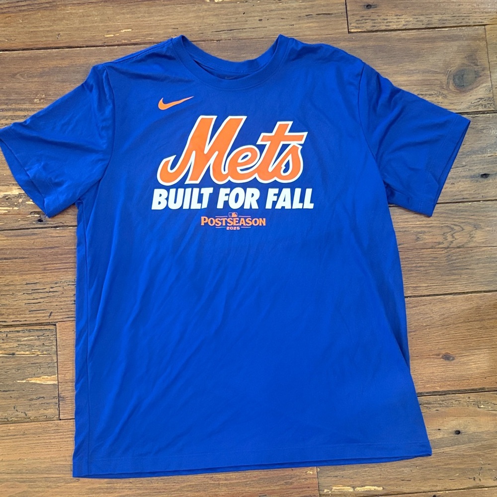 Nike Blue and Orange Mets 'Built For Fall' T‑Shirt
